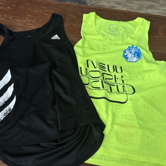 adidas Tops - Adidas Black Athletic Tank Top with Nike neon yellow New York marathon tank top.